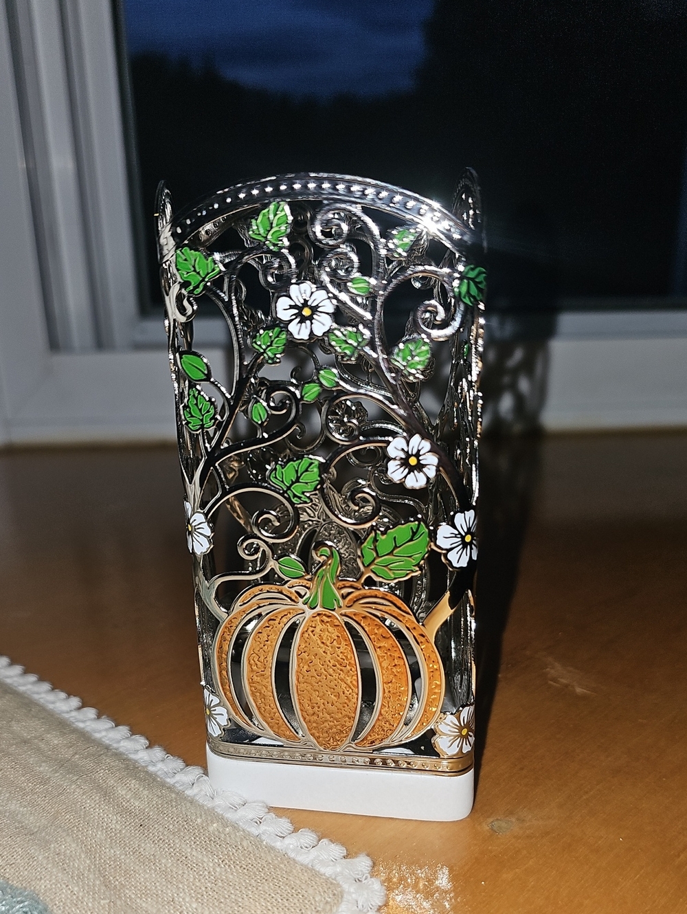 Bath & Body Works Silver Filigree Pumpkin Hand Soap Holder